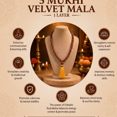 5 Mukhi Nepali Rudraksha Single Layer Velvet Mala GGTL