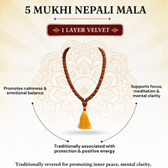 5 Mukhi Nepali Rudraksha Single Layer Velvet Mala GGTL