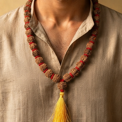 5 Mukhi Nepali Rudraksha Single Layer Velvet Mala GGTL