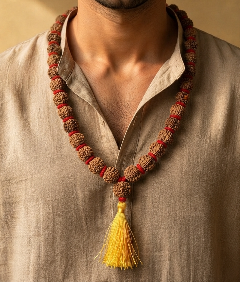 5 Mukhi Nepali Rudraksha Single Layer Velvet Mala GGTL