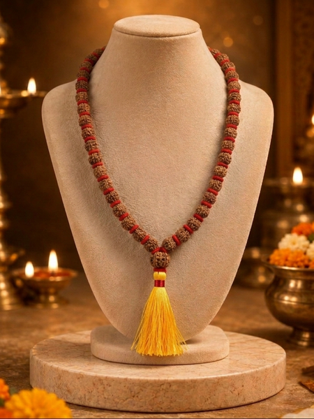 5 Mukhi Nepali Rudraksha Single Layer Velvet Mala GGTL