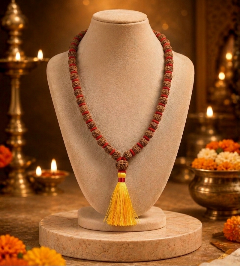 5 Mukhi Nepali Rudraksha Single Layer Velvet Mala GGTL