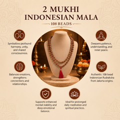 2 Mukhi Indonesian Rudraksha Bead Mala (GGTL Certified)