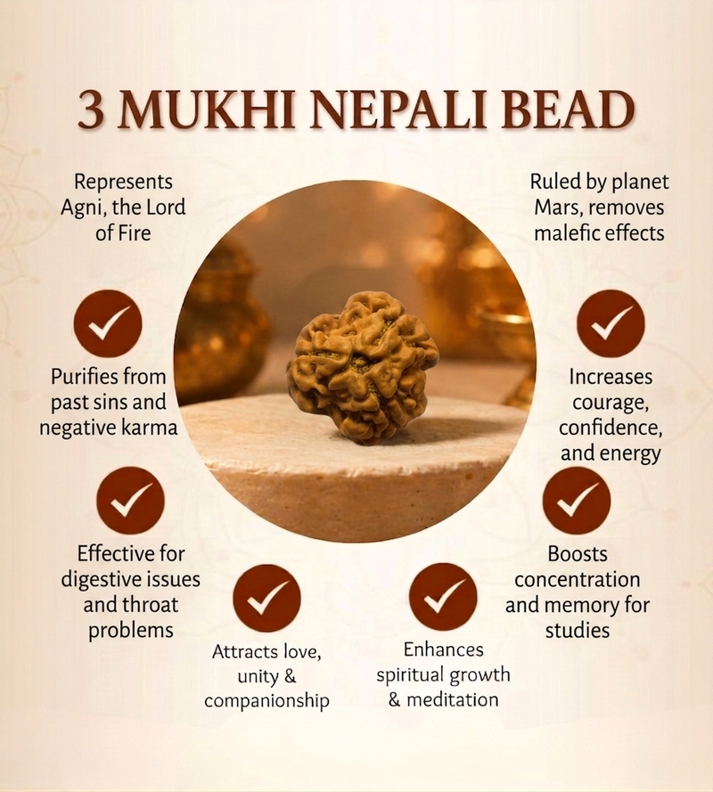 3 Mukhi Nepali Rudraksha for Confidence & Positive Energy