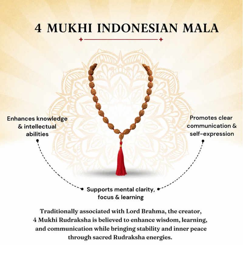 4 Mukhi Indonesian Rudraksha Beaded Mala