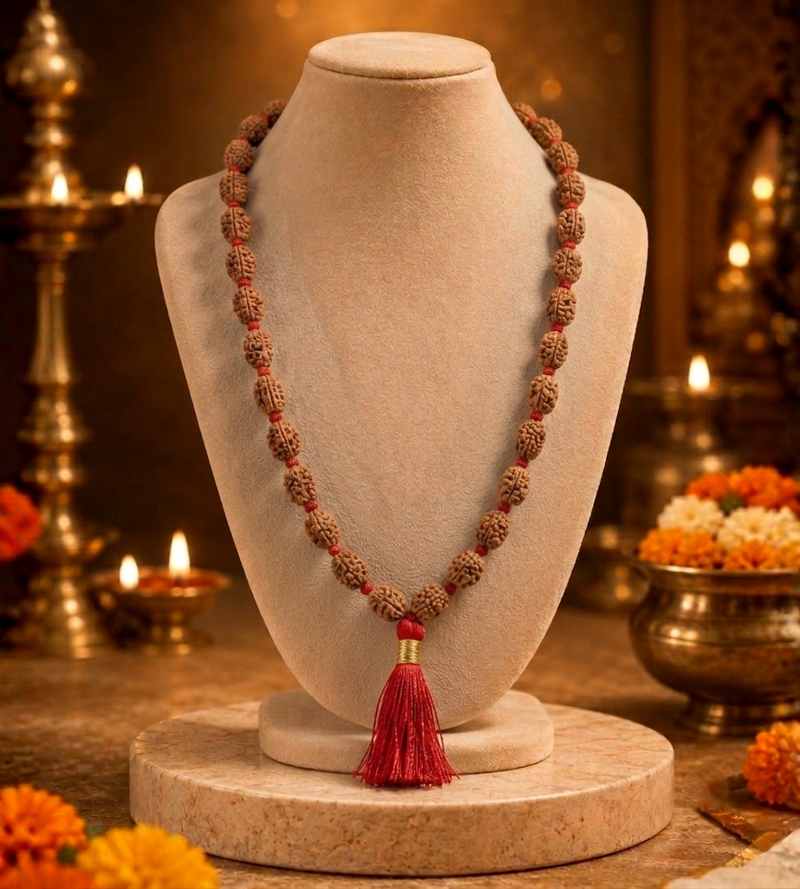 3 Mukhi Nepali Rudraksha Mala 54 Beads Certified