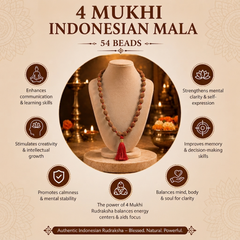 4 Mukhi Indonesian Rudraksha Beaded Mala