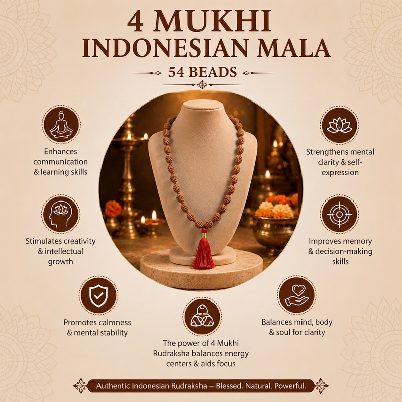 4 Mukhi Indonesian Rudraksha Beaded Mala