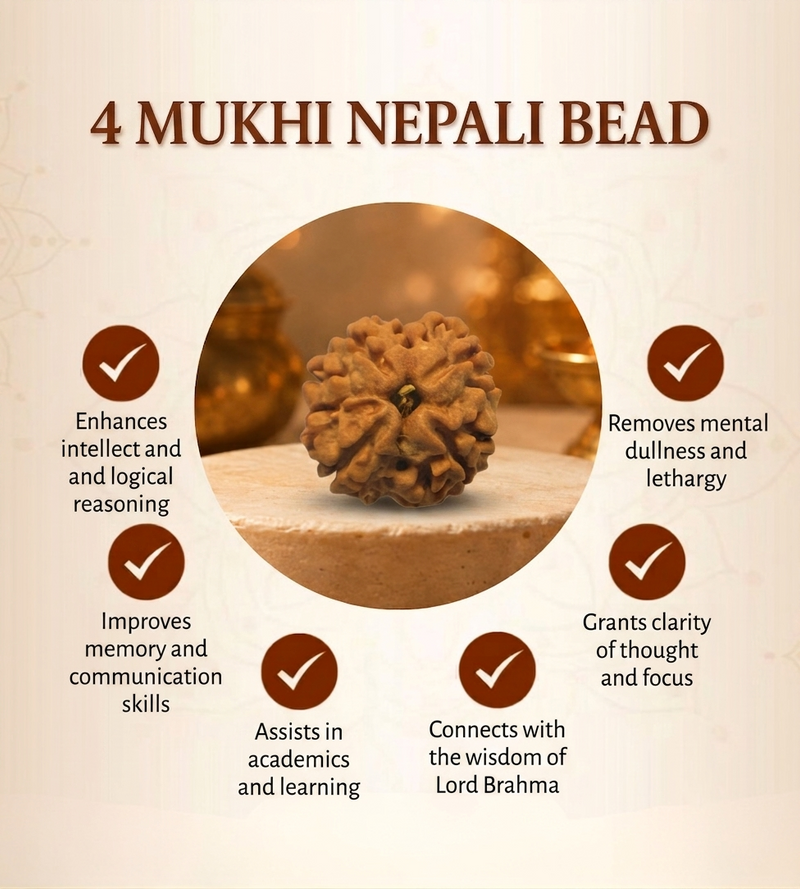 4 Mukhi Nepali Rudraksha for Knowledge & Creativity