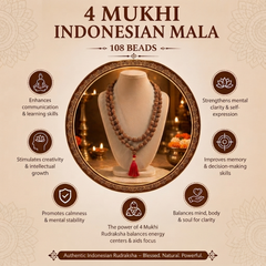 4 Mukhi Indonesian Rudraksha Beaded Mala