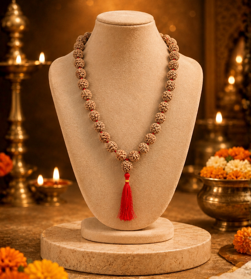 4 Mukhi Nepali Rudraksha Mala for Creativity & Focus