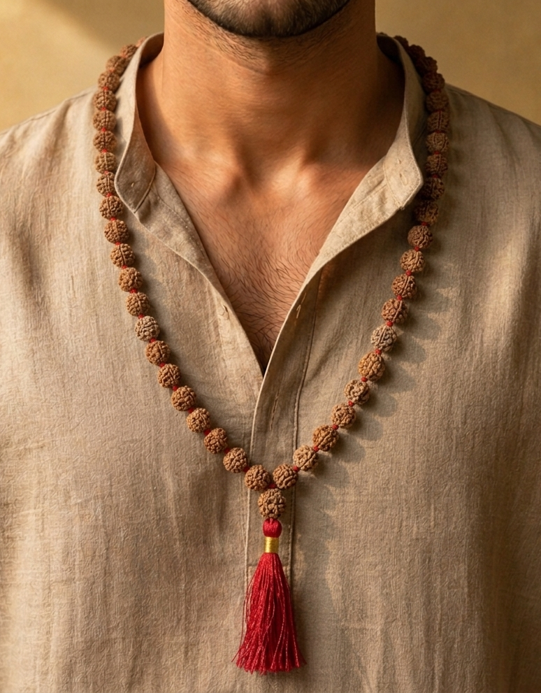 4 Mukhi Nepali Rudraksha Mala for Creativity & Focus