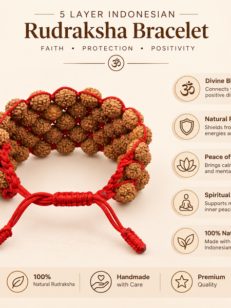5 Mukhi Indonesian 5 Layer Rudraksha Bracelet for Protection