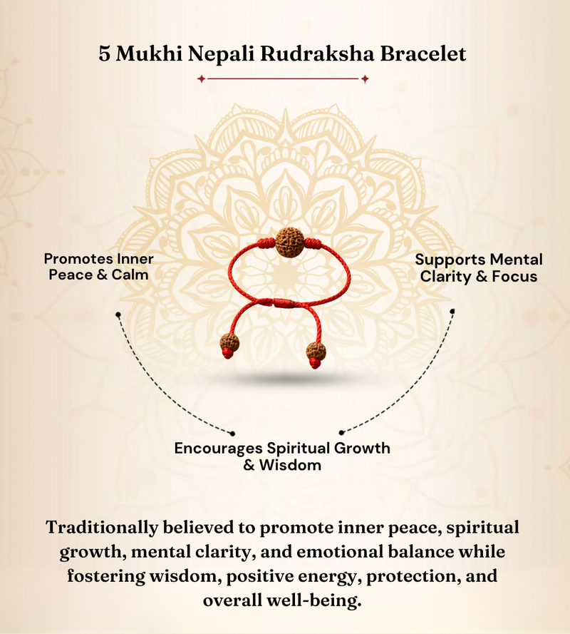 5 Mukhi Nepali Rudraksha Bracelet for Peace & Wellbeing