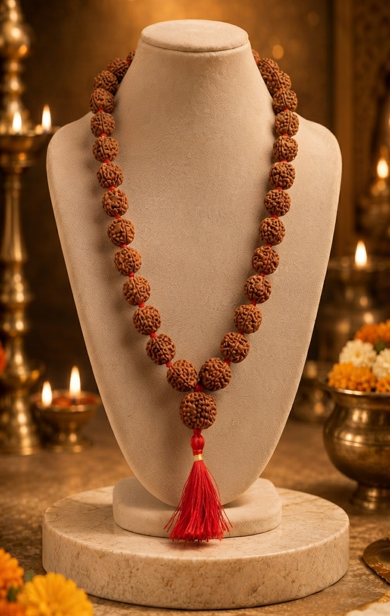 6 Mukhi Nepali Rudraksha Mala 54 Beads for Focus & Power