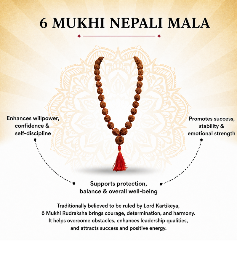 6 Mukhi Nepali Rudraksha Mala 54 Beads GGTL Cert