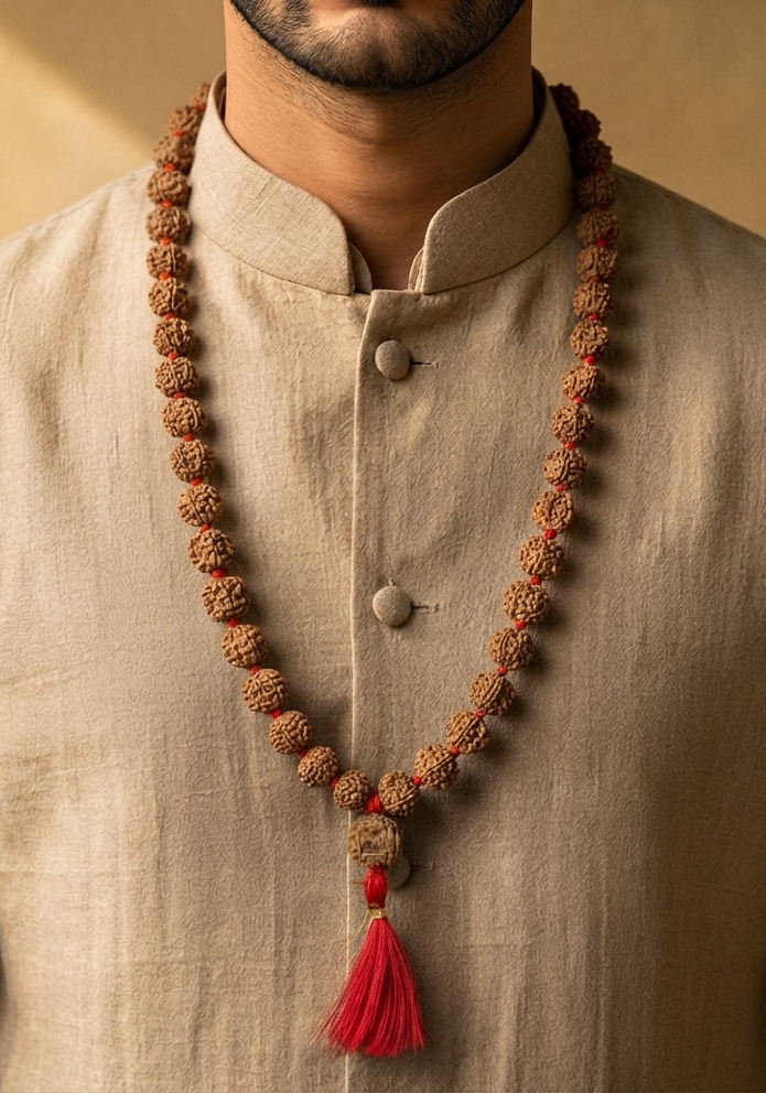 6 Mukhi Nepali Rudraksha Mala 54 Beads for Focus & Power