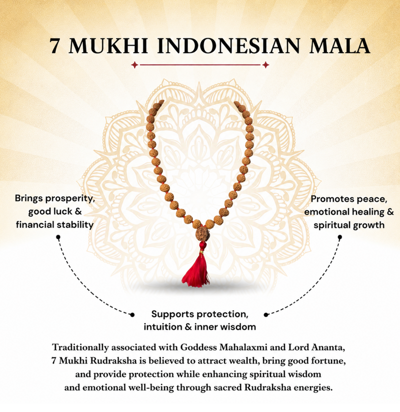 7 Mukhi Indonesian Rudraksha Mala for Prosperity & Success