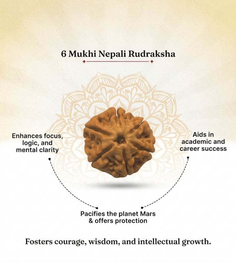 6 Mukhi Nepali Rudraksha Bead for Confidence & Willpower