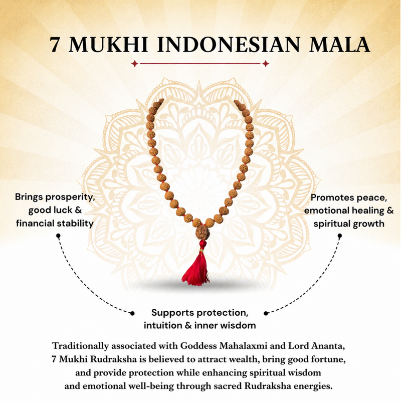 7 Mukhi Indonesian Rudraksha Mala for Prosperity & Success