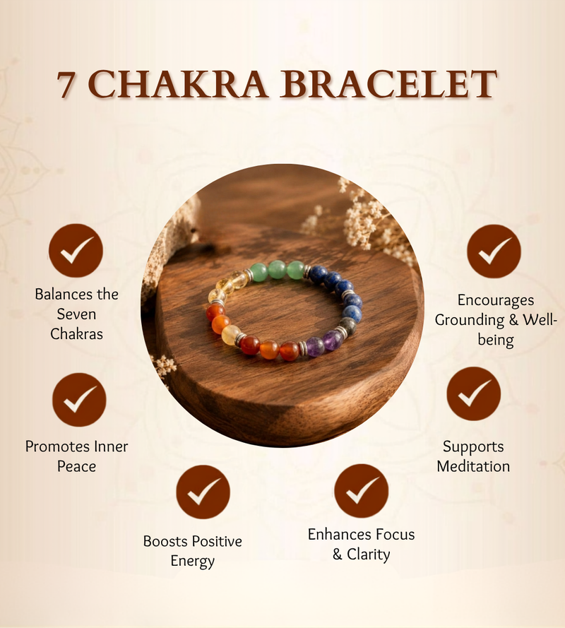 7 Chakra Bracelet for Healing, Balance & Positivity