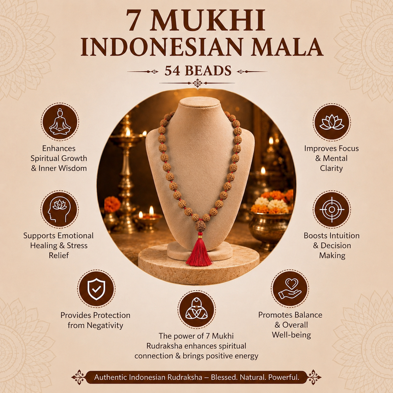 7 Mukhi Indonesian Rudraksha Mala for Prosperity & Success