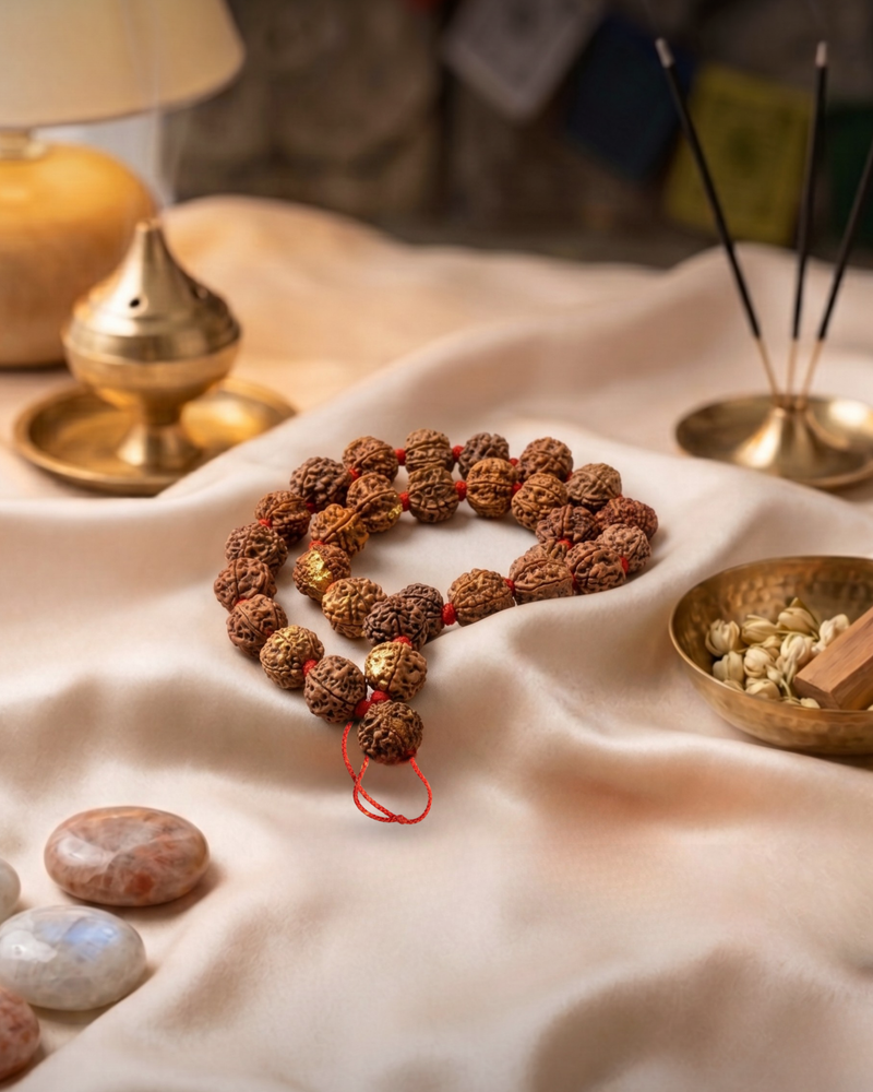 7 Mukhi Nepali Rudraksha Mala 33 Beads for Prosperity