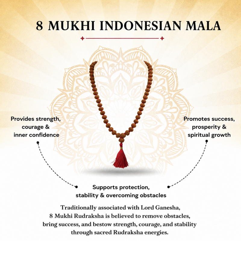 8 Mukhi Indonesian Rudraksha Bead Mala