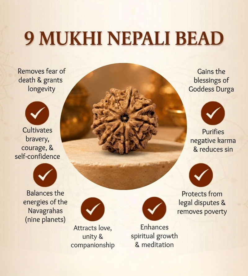 9 Mukhi Nepali Rudraksha Bead for Courage & Protection