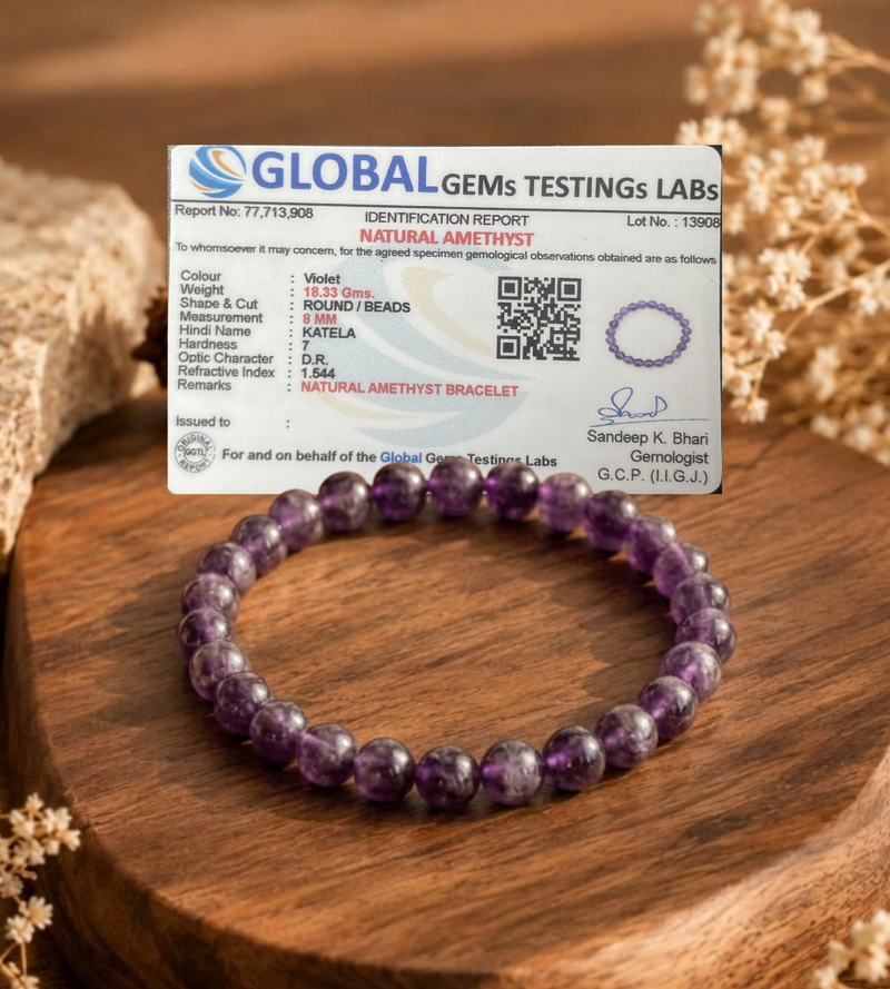 Amethyst Bracelet for Calm Mind, Meditation & Stress Relief