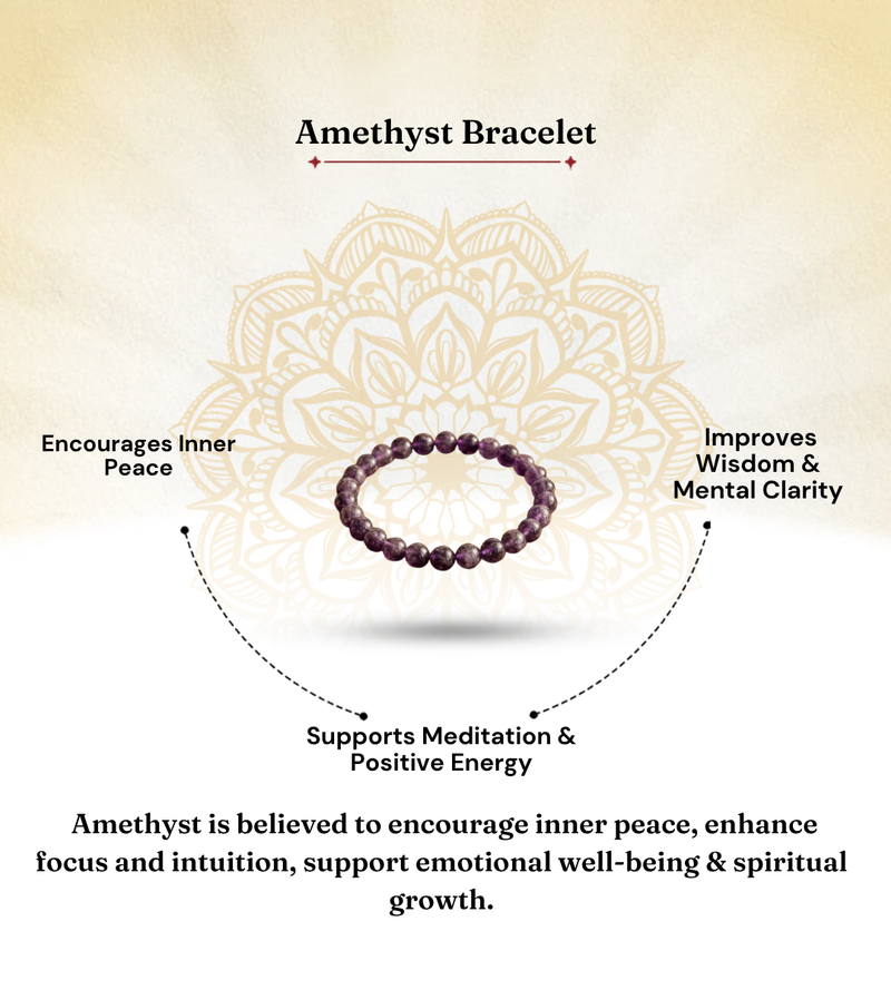 Amethyst Bracelet for Calm Mind, Meditation & Stress Relief