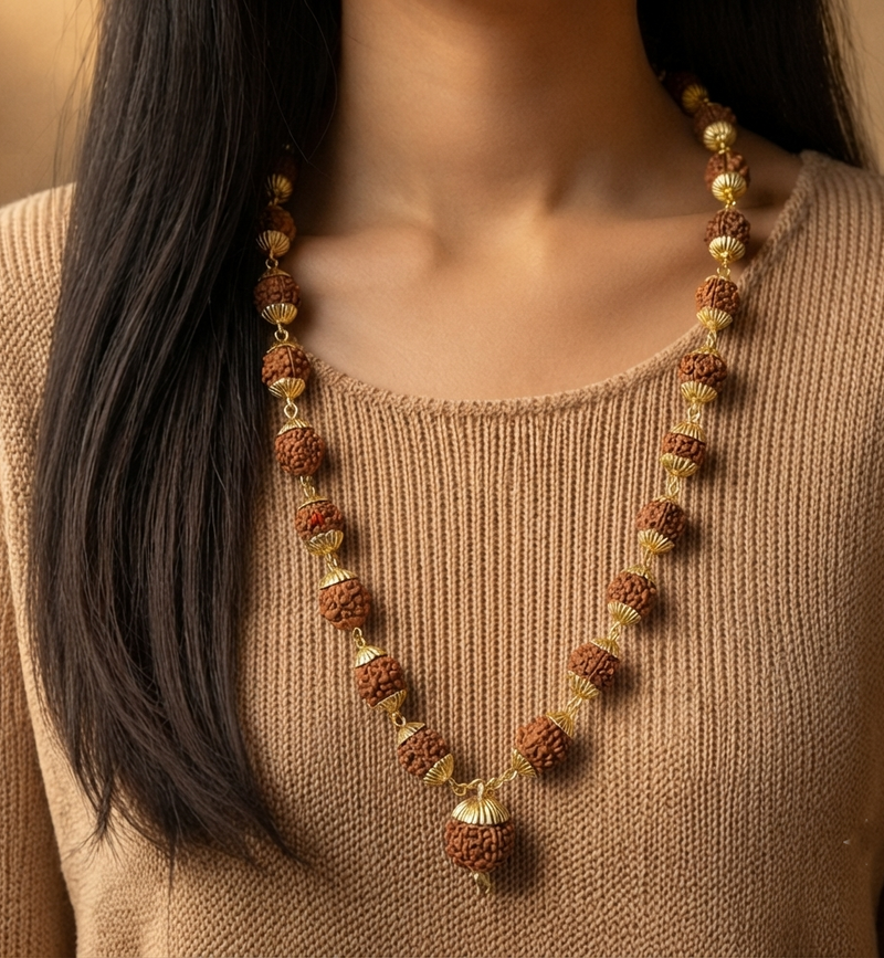 5 Mukhi Indonesian Gold Plated Mala for Spiritual Wear
