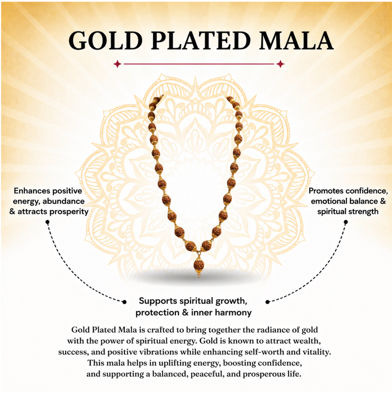 5 Mukhi Indonesian Gold Plated Mala for Spiritual Wear