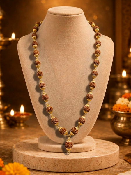 5 Mukhi Indonesian Gold Plated Mala for Spiritual Wear