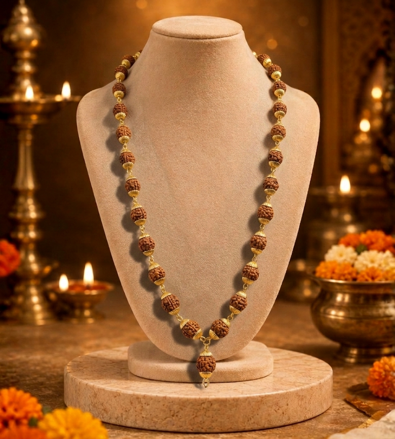 5 Mukhi Indonesian Gold Plated Mala for Spiritual Wear