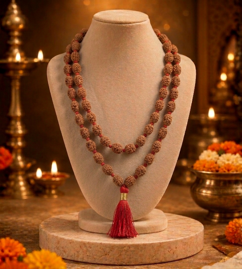 3 Mukhi Indonesian Rudraksha Beaded Mala