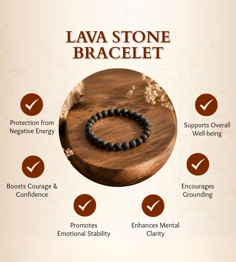 Lava Stone Bracelet for Strength, Stability & Confidence