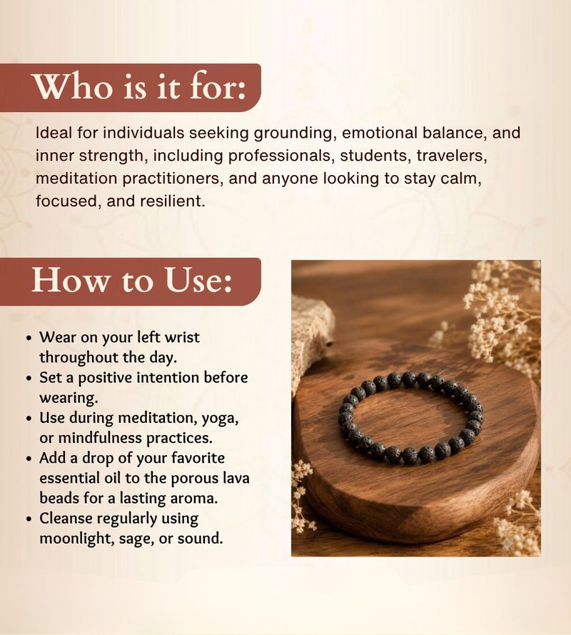 Lava Stone Bracelet for Strength, Stability & Confidence