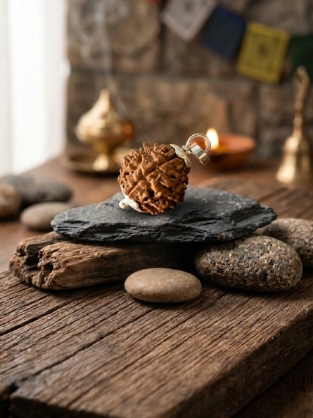 3 Mukhi Nepali Rudraksha with German Silver Cap for Confidence