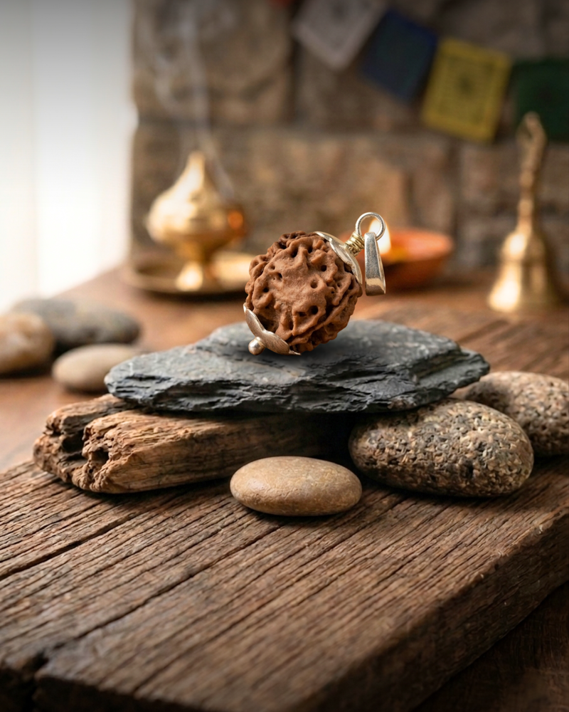 4 Mukhi Nepali Rudraksha with German Silver Cap for Learning