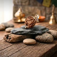 4 Mukhi Nepali Rudraksha with German Silver Cap for Learning