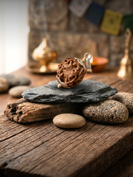 4 Mukhi Nepali Rudraksha with German Silver Cap for Learning