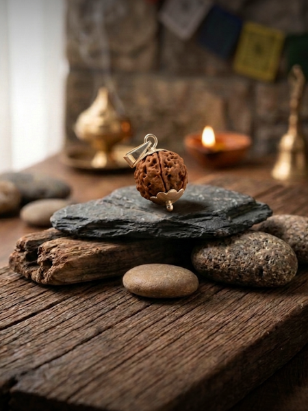 5 Mukhi Nepali Rudraksha with German Silver Cap for Peace