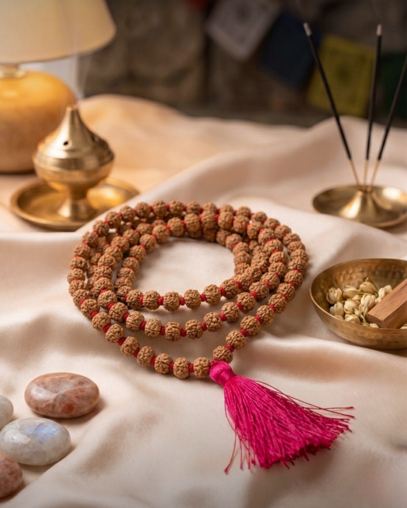 5 Mukhi Indonesian Rudraksha Mala  for Peace & Growth & Calm