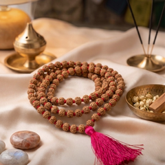 5 Mukhi Indonesian Rudraksha Mala  for Peace & Growth & Calm