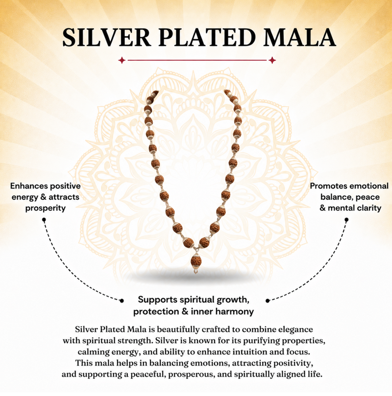 5 Mukhi Indonesian Silver Plated Mala for Peace & Growth