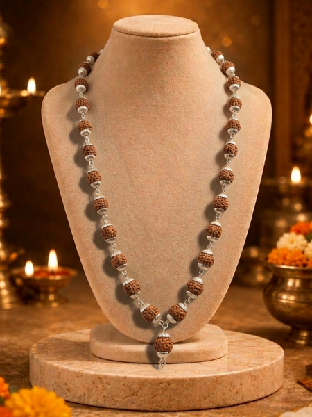 5 Mukhi Indonesian Silver Plated Mala for Peace & Growth