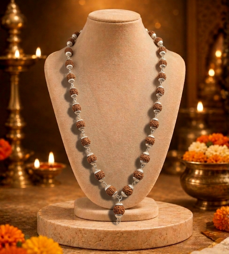 5 Mukhi Indonesian Silver Plated Mala for Peace & Growth