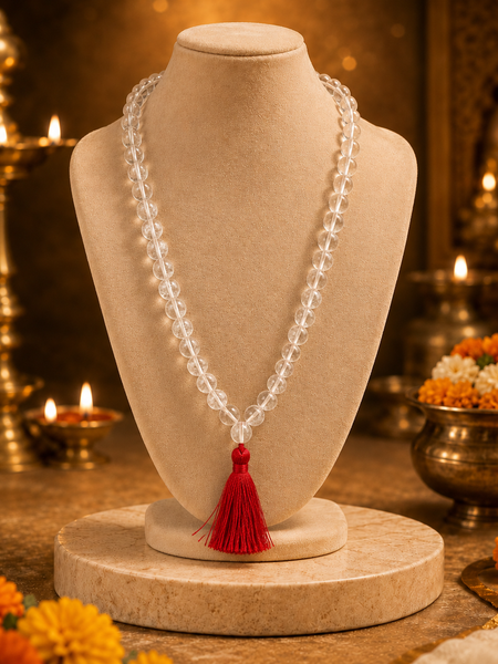 Sphatik Mala Crystal Quartz for Peace & Meditation Calm