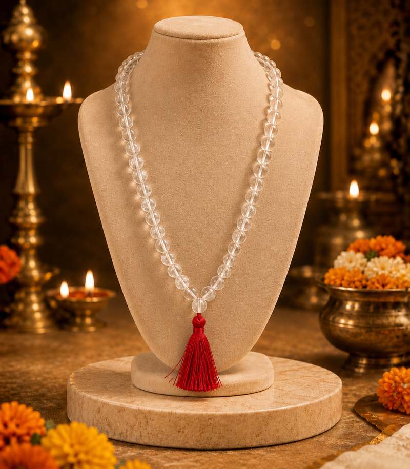 Sphatik Mala Crystal Quartz for Peace & Meditation Calm